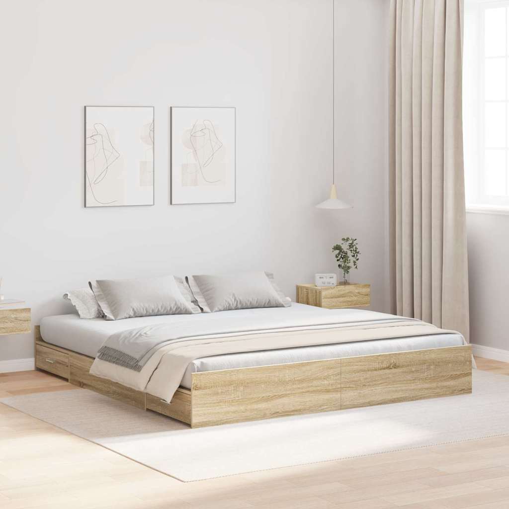 vidaXL Κρεβάτι με αποθηκευτικό χώρο Sonoma Δρυς 180 x 200 cm