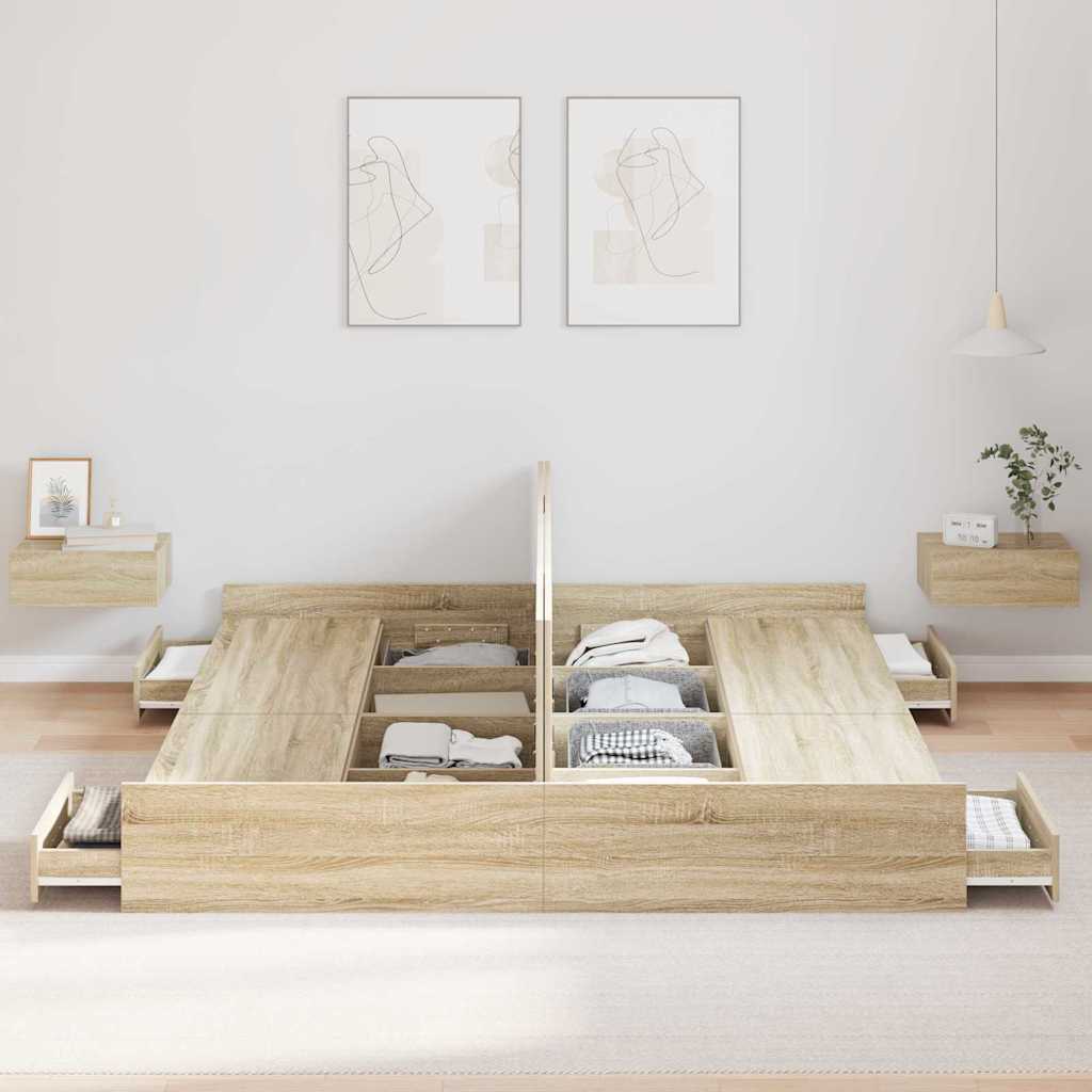 vidaXL Κρεβάτι με αποθηκευτικό χώρο Sonoma Δρυς 180 x 200 cm