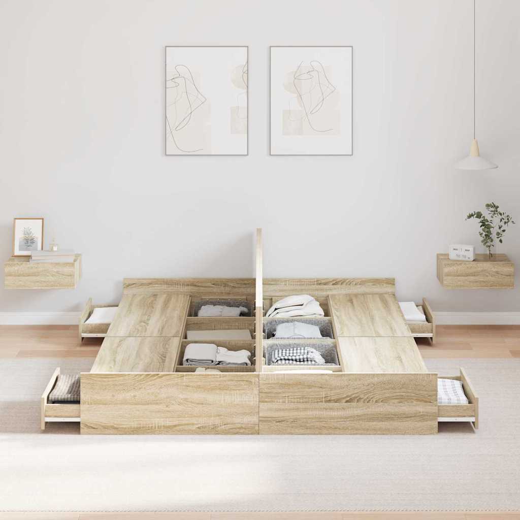 vidaXL Κρεβάτι με αποθηκευτικό χώρο Sonoma Δρυς 160 x 200 cm