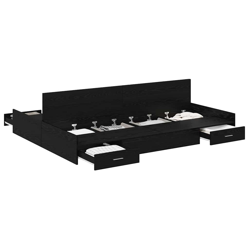 vidaXL Κρεβάτι με αποθηκευτικό χώρο με συρτάρι Μαύρη δρυς 140 x 200 cm