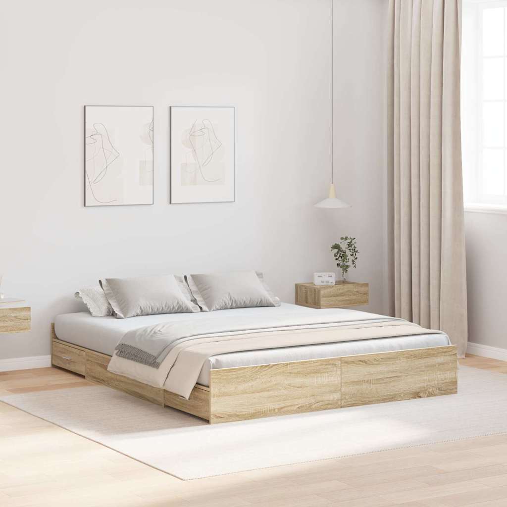 vidaXL Κρεβάτι με αποθηκευτικό χώρο Sonoma Δρυς 140 x 200 cm