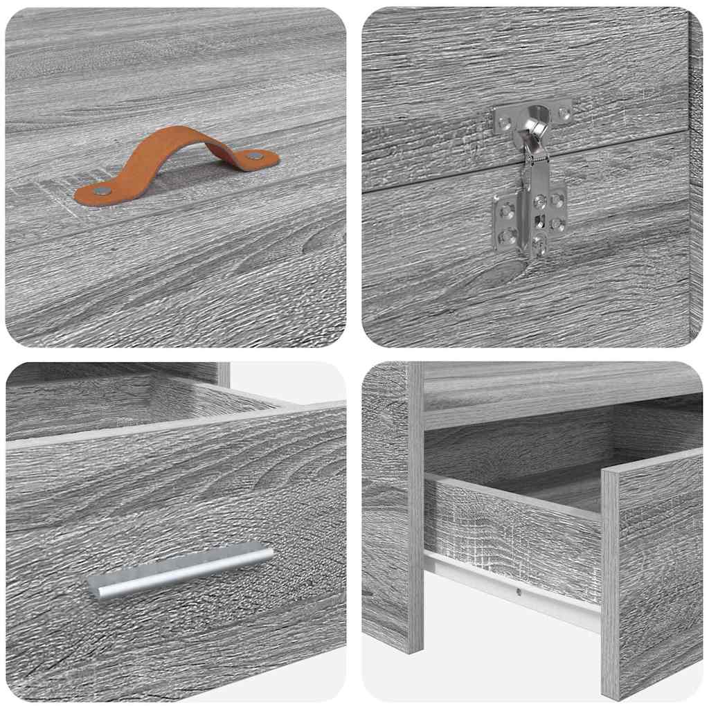 vidaXL Κρεβάτι με αποθηκευτικό χώρο Γκρι sonoma 140 x 200 cm