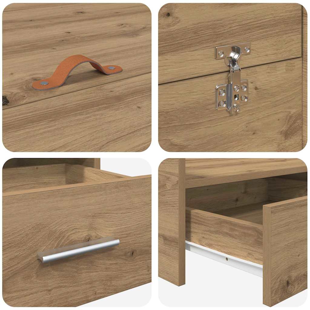 vidaXL Κρεβάτι με αποθηκευτικό χώρο artisan δρυς 140 x 200 cm Μελαμίνη