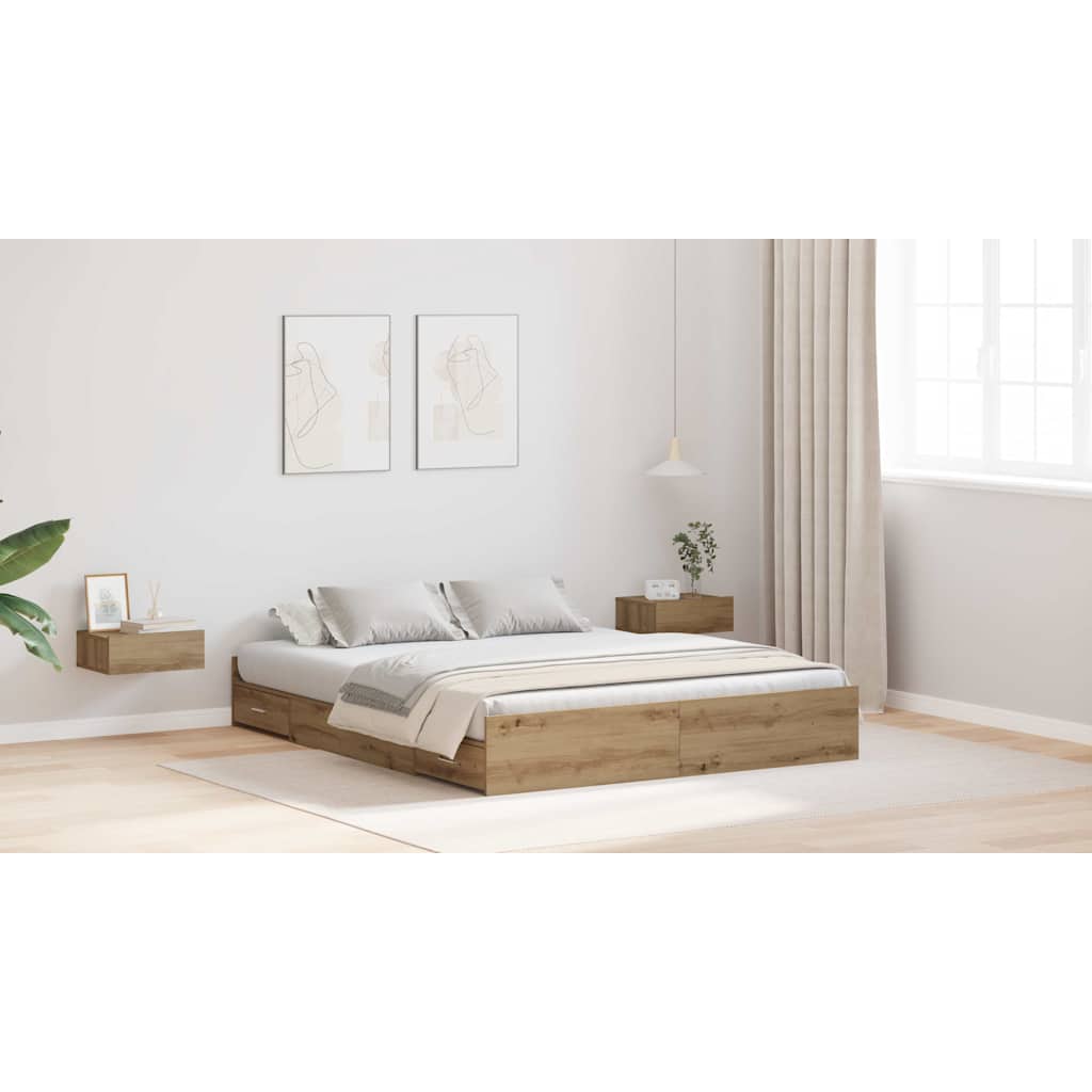 vidaXL Κρεβάτι με αποθηκευτικό χώρο με πόρτα Artisan Oak 140 x 200 cm