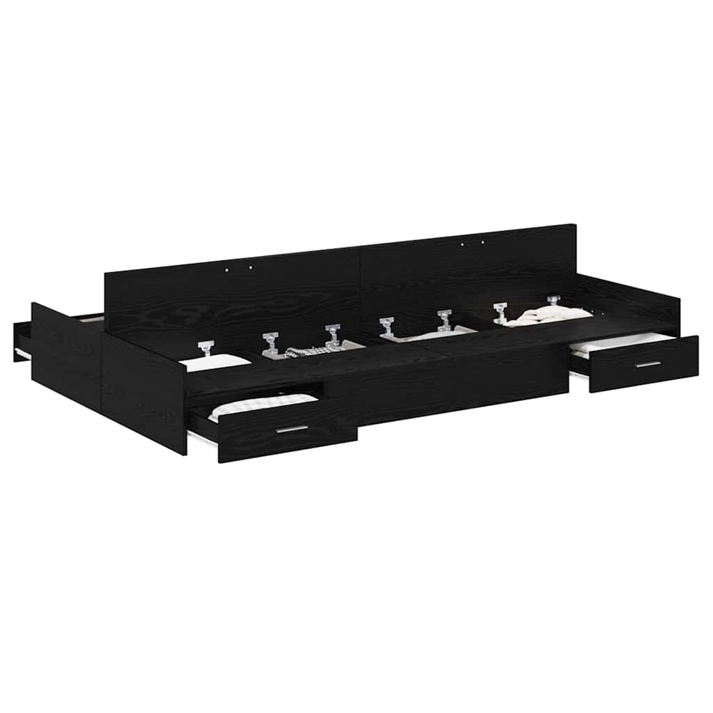 vidaXL Κρεβάτι με αποθηκευτικό χώρο Μαύρη δρυς 120 x 200 cm Ξύλο