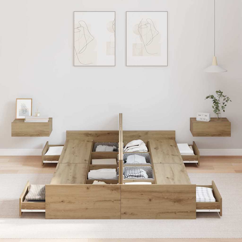 vidaXL Κρεβάτι με αποθηκευτικό χώρο artisan δρυς 120 x 200 cm Μελαμίνη