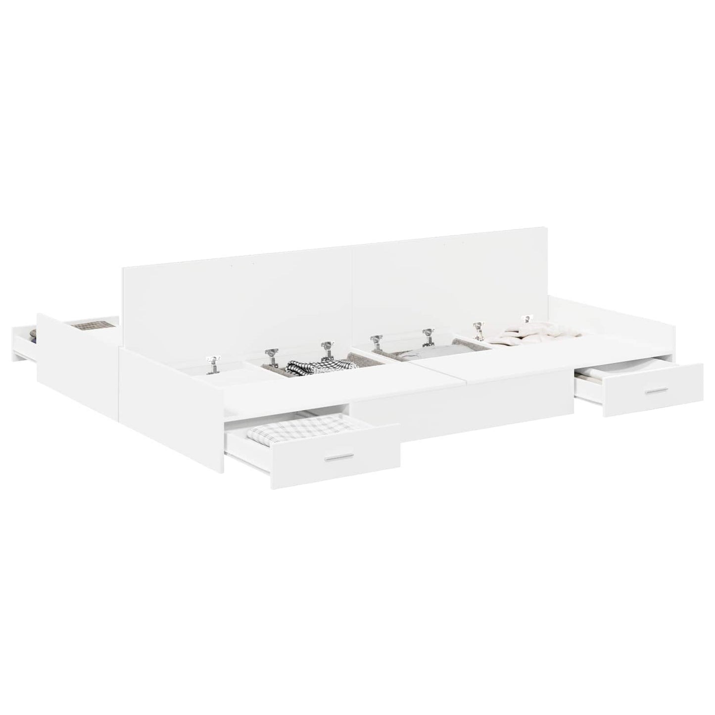 vidaXL Κρεβάτι με αποθηκευτικό χώρο Λευκό 140 x 190 cm Ματ ιμάντας