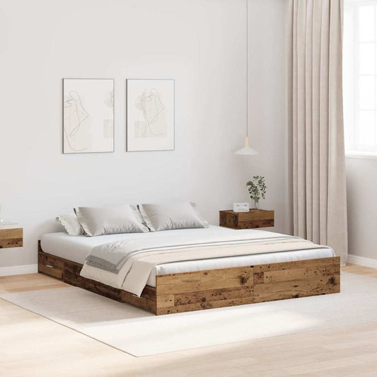 vidaXL Κρεβάτι με αποθηκευτικό χώρο με συρτάρι Παλιό Ξύλο 140 x 190 cm