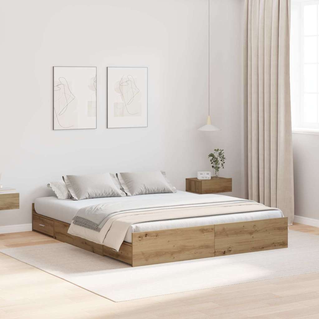 vidaXL Κρεβάτι με αποθηκευτικό χώρο με πόρτα Artisan Oak 140 x 190 cm