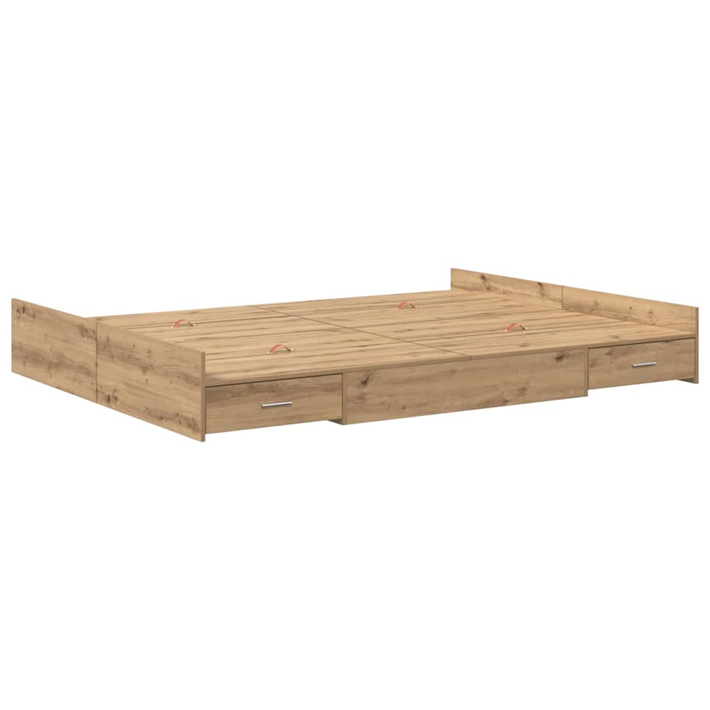 vidaXL Κρεβάτι με αποθηκευτικό χώρο με πόρτα Artisan Oak 140 x 190 cm