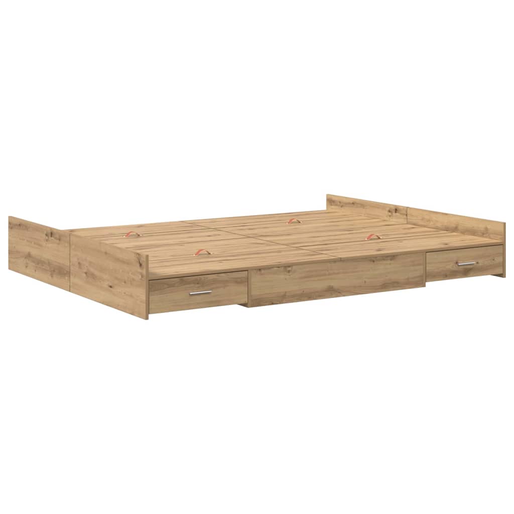 vidaXL Κρεβάτι με αποθηκευτικό χώρο με πόρτα Artisan Oak 140 x 190 cm