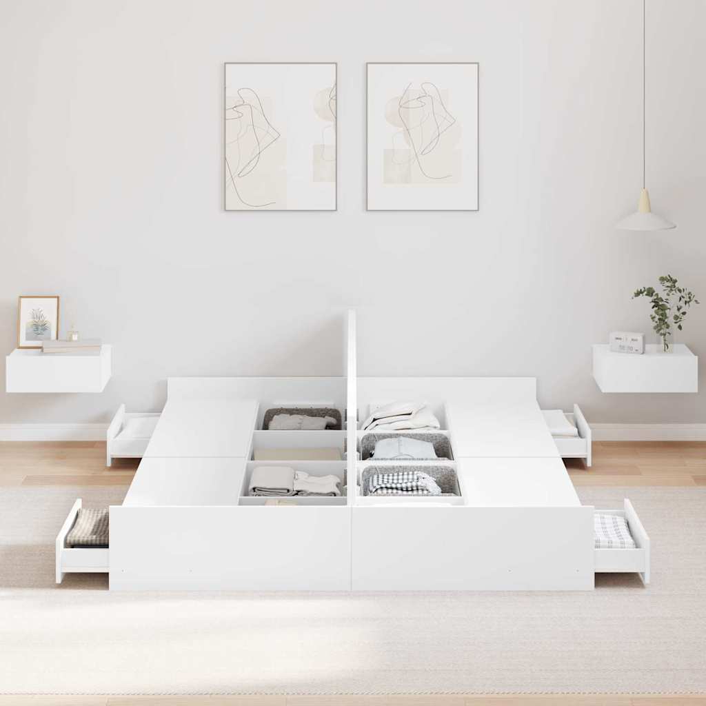 vidaXL Κρεβάτι με αποθηκευτικό χώρο Λευκό 135 x 190 cm Μοριοσανίδα