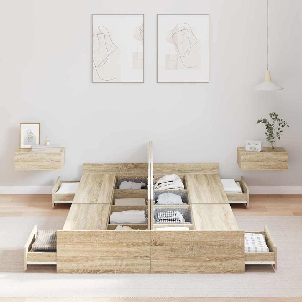 vidaXL Κρεβάτι με αποθηκευτικό χώρο Sonoma Δρυς 120 x 190 cm MDF