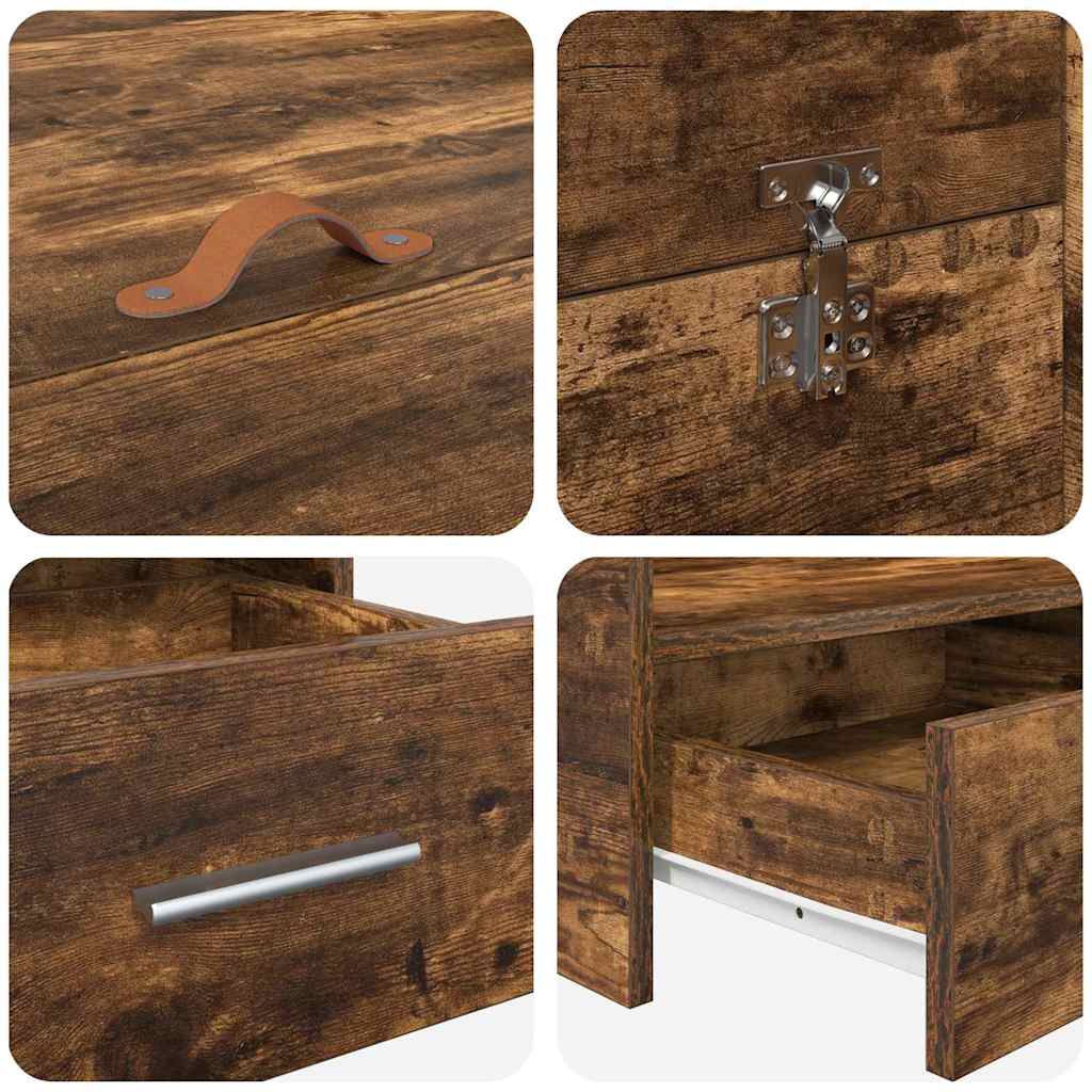 vidaXL Σκελετός κρεβατιού με αποθηκευτικό χώρο Καπνιστή δρυς