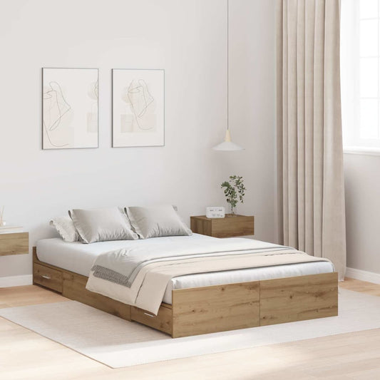 vidaXL Κρεβάτι με αποθηκευτικό χώρο με πόρτα Artisan Oak 120 x 190 cm