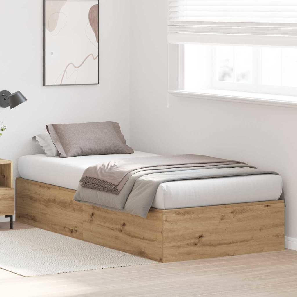 vidaXL Κρεβάτι με αποθηκευτικό χώρο με πόρτα Artisan Oak 100 x 200 cm