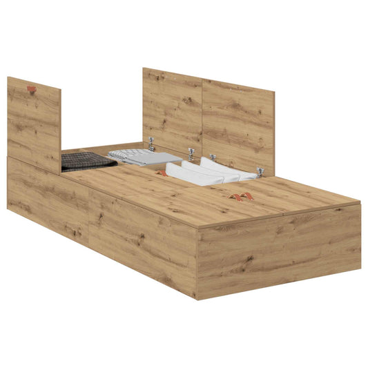 vidaXL Κρεβάτι με αποθηκευτικό χώρο με πόρτα Artisan Oak 100 x 200 cm
