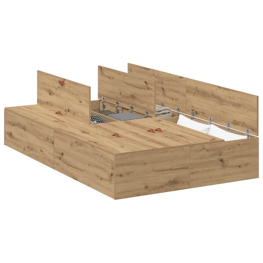 vidaXL Σκελετός Κρεβατιού artisan δρυς 120 x 200 cm Επεξεργασμένο ξύλο