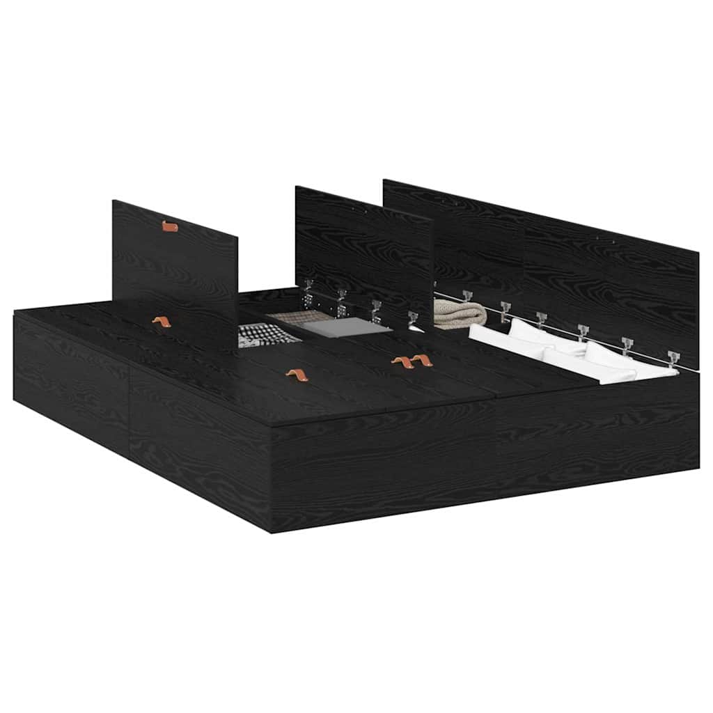 vidaXL Κρεβάτι Αποθήκευσης Μαύρης Βελανιδιάς 200x200 cm