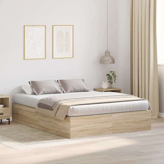 vidaXL Κρεβάτι με αποθηκευτικό χώρο Δρύς Sonoma 160 x 200 cm