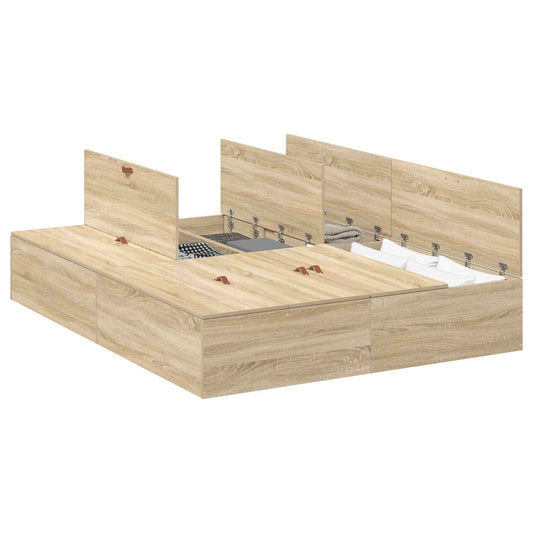 vidaXL Κρεβάτι με αποθηκευτικό χώρο Δρύς Sonoma 160 x 200 cm
