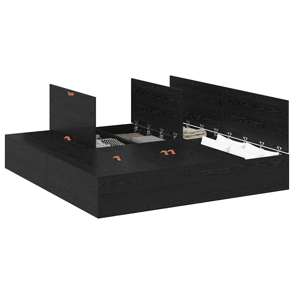 vidaXL Σκελετός Κρεβατιού Μαύρη δρυς 180 x 200 cm Επεξεργασμένο ξύλο