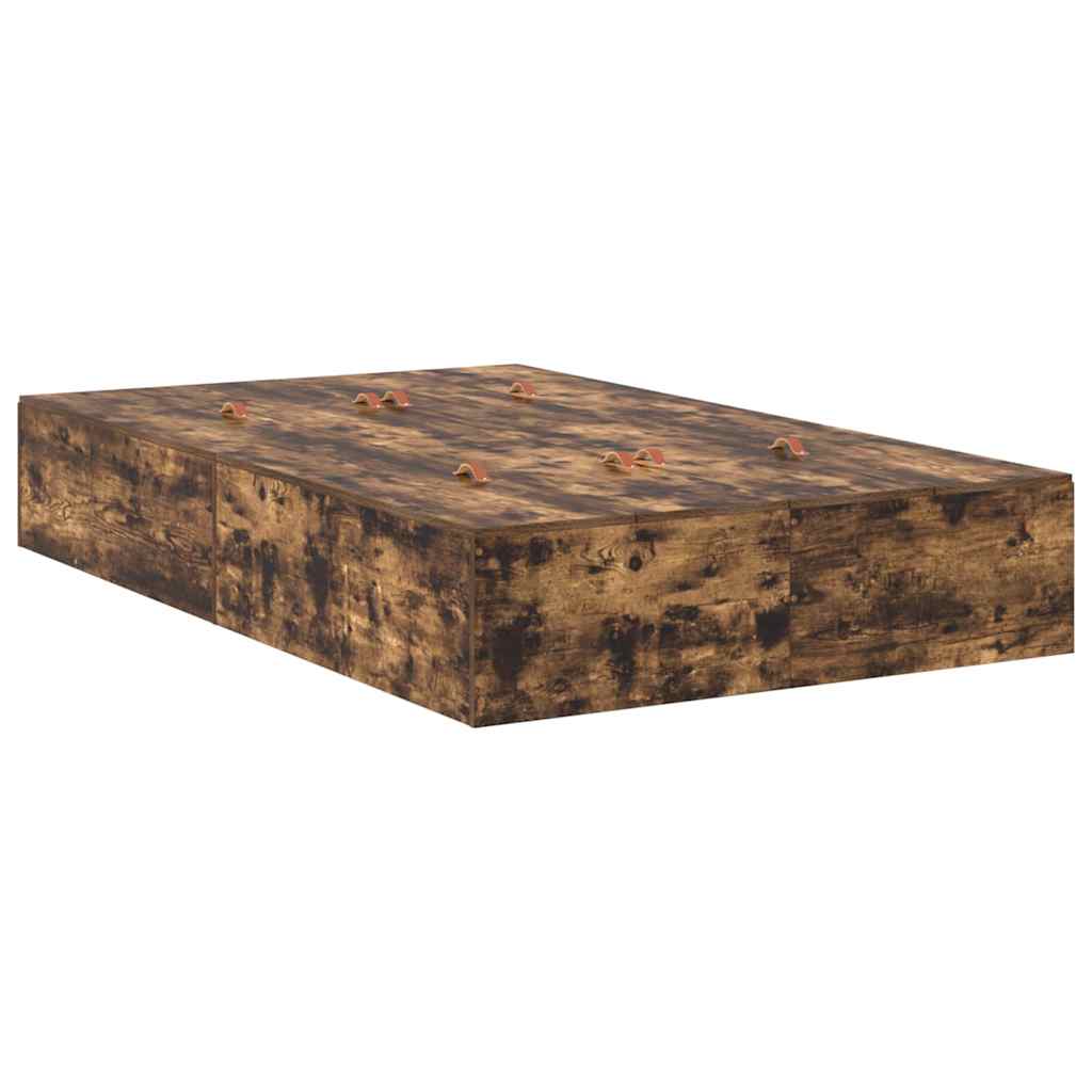 vidaXL Σκελετός Κρεβατιού με αποθήκευση Καπνιστή δρυς 120 x 190 cm