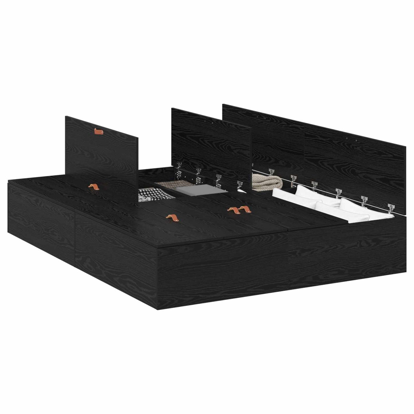 vidaXL Κρεβάτι με αποθηκευτικό χώρο Μαύρη Οξυά 140 x 190 cm
