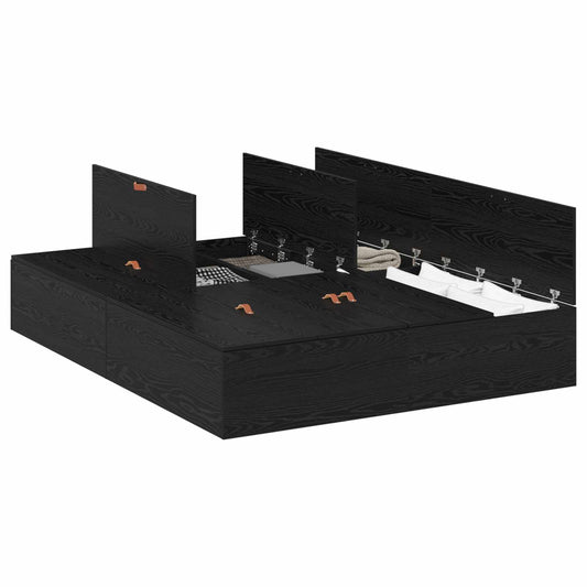 vidaXL Κρεβάτι με αποθηκευτικό χώρο Μαύρη Οξυά 135 x 190 cm