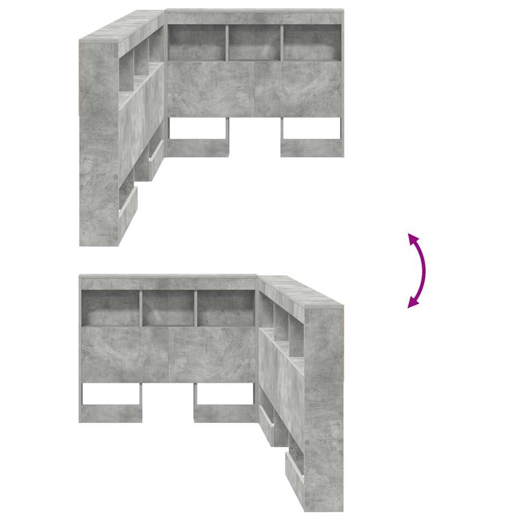 vidaXL Κεφαλάρι Αποθήκης Γκρι σκυροδέματος 90 cm Επεξεργασμένο ξύλο