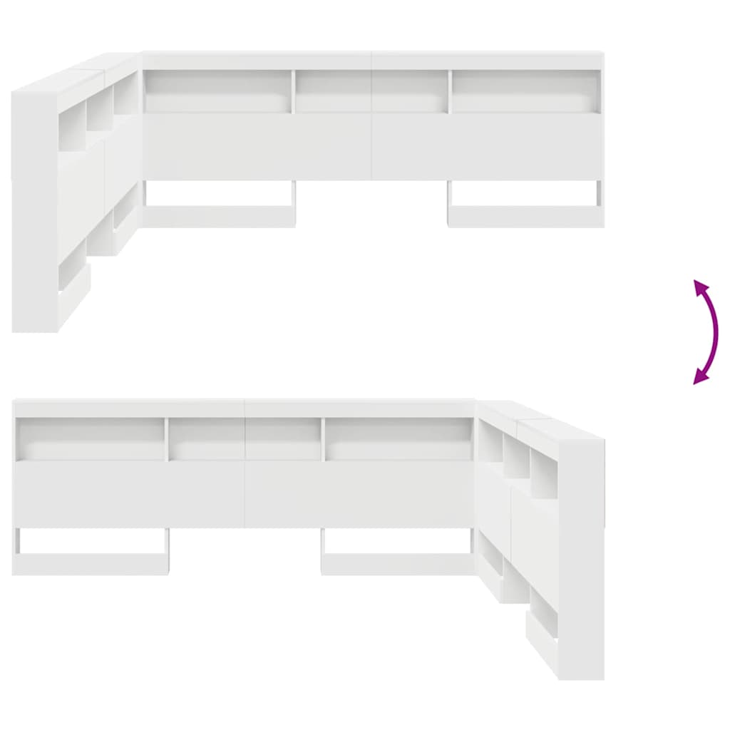 vidaXL Κεφαλάρι Αποθήκης με ράφι με κεφαλάρι με αποθήκευση Λευκό 200 cm Επεξεργασμένο ξύλο