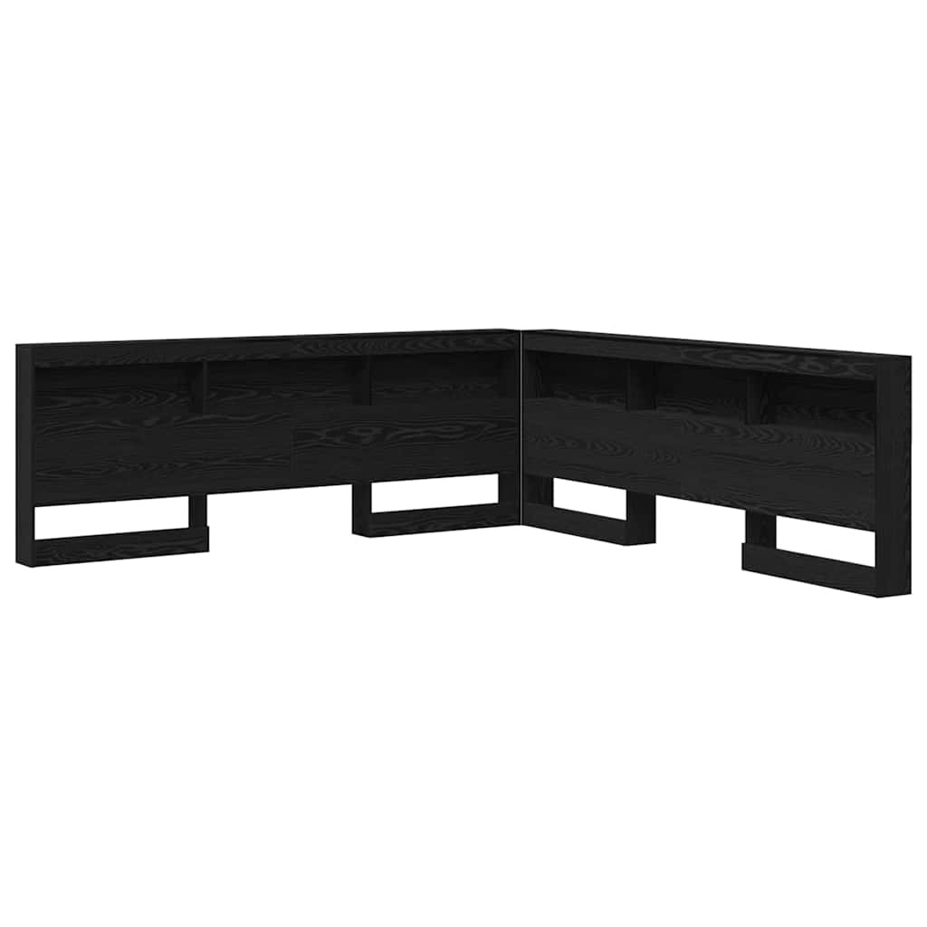 vidaXL Κεφαλάρι Αποθήκης με ράφι Μαύρη δρυς 200 cm Επεξεργασμένο ξύλο