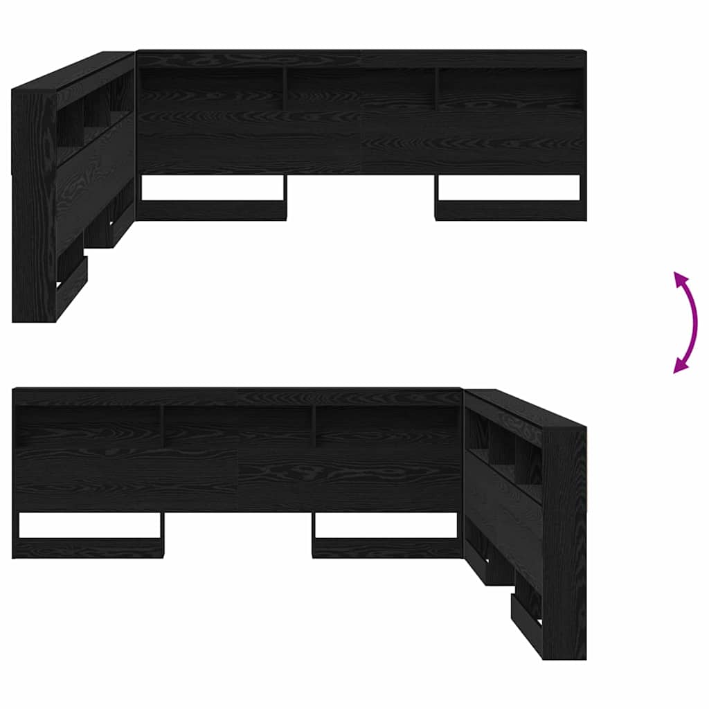 vidaXL Κεφαλάρι Αποθήκης με ράφι Μαύρη δρυς 200 cm Επεξεργασμένο ξύλο