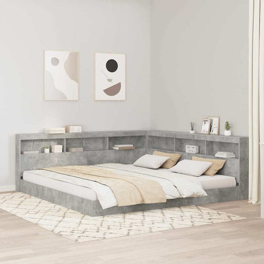 vidaXL Κεφαλάρι Αποθήκης Γκρι σκυροδέματος 200 cm Επεξεργασμένο ξύλο