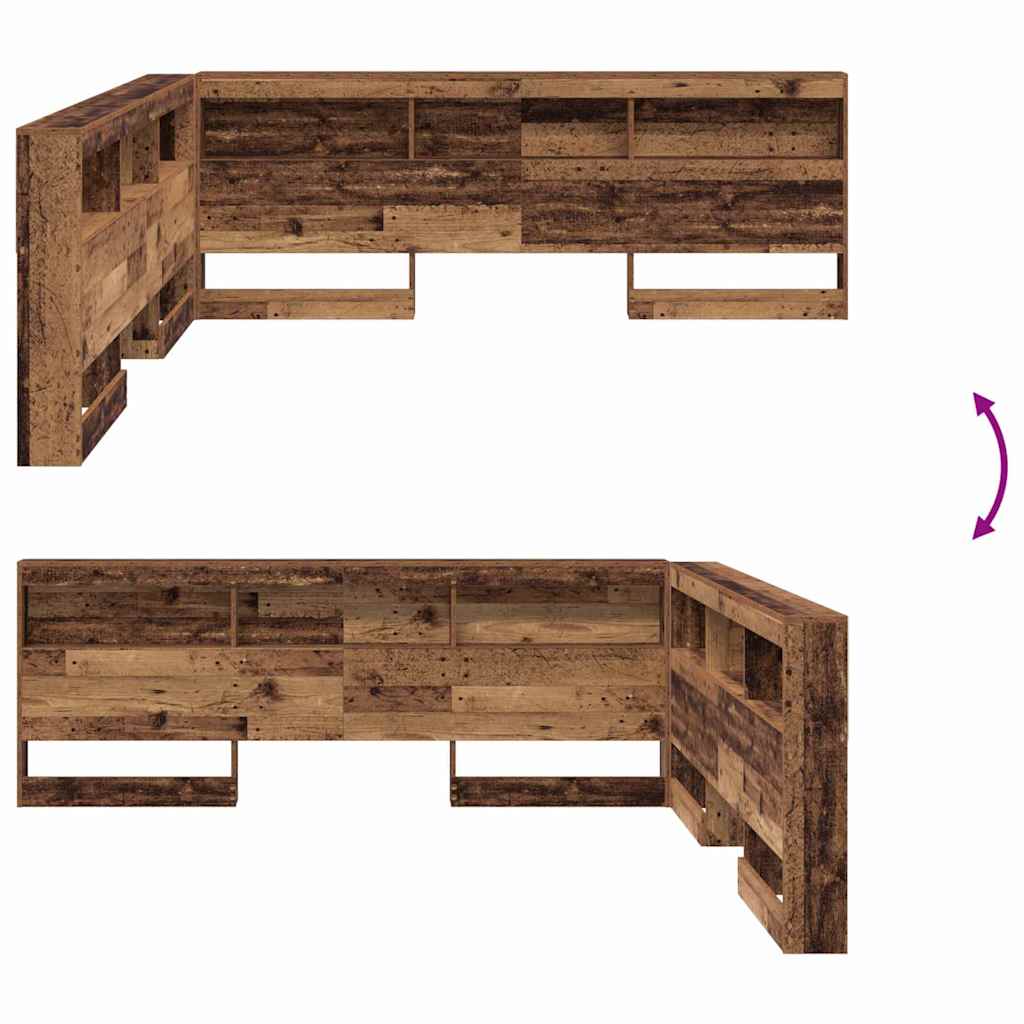 vidaXL Κεφαλάρι Αποθήκης με ράφι Παλαιό ξύλο 200 cm Επεξεργασμένο ξύλο