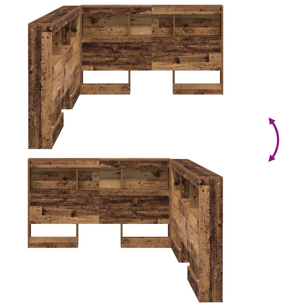vidaXL Κεφαλάρι Αποθήκης με ράφι Παλαιό ξύλο 120 cm Επεξεργασμένο ξύλο