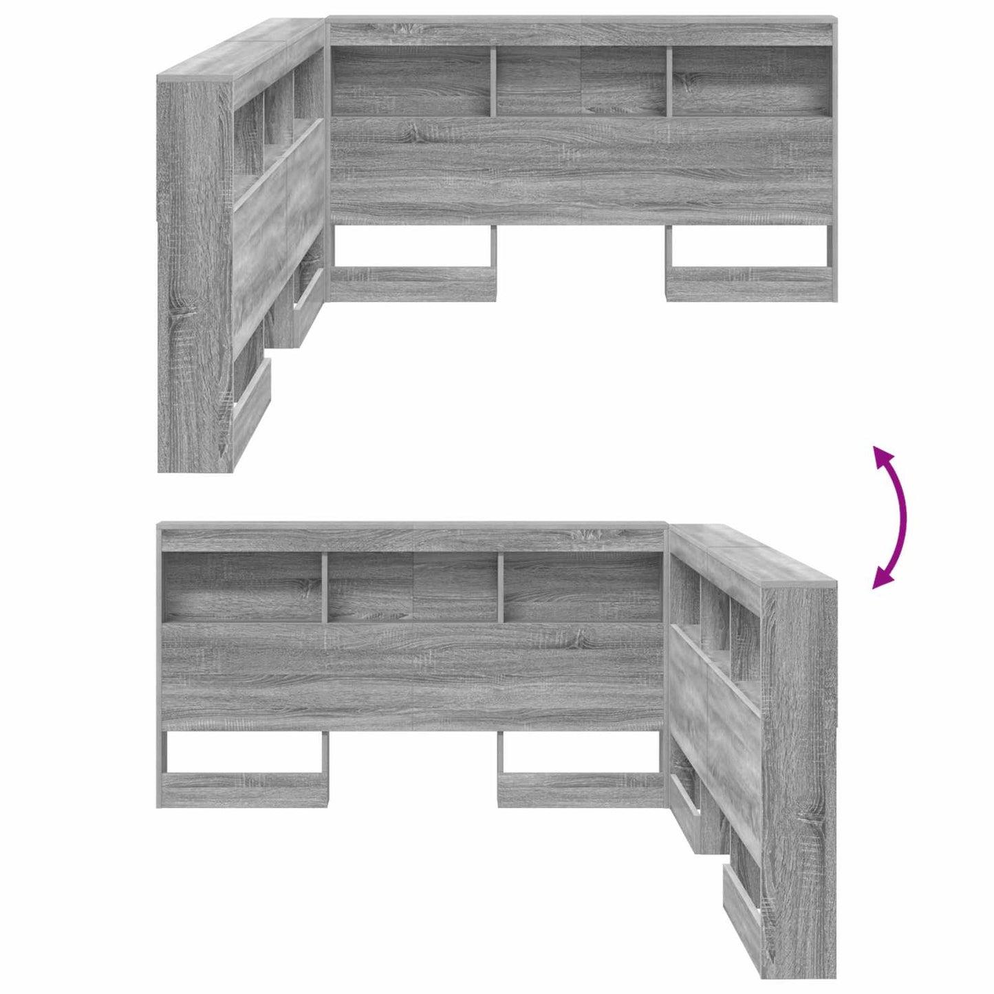 vidaXL Κεφαλάρι Αποθήκης Γκρίζο Σονομα 150 cm Επεξεργασμένο ξύλο