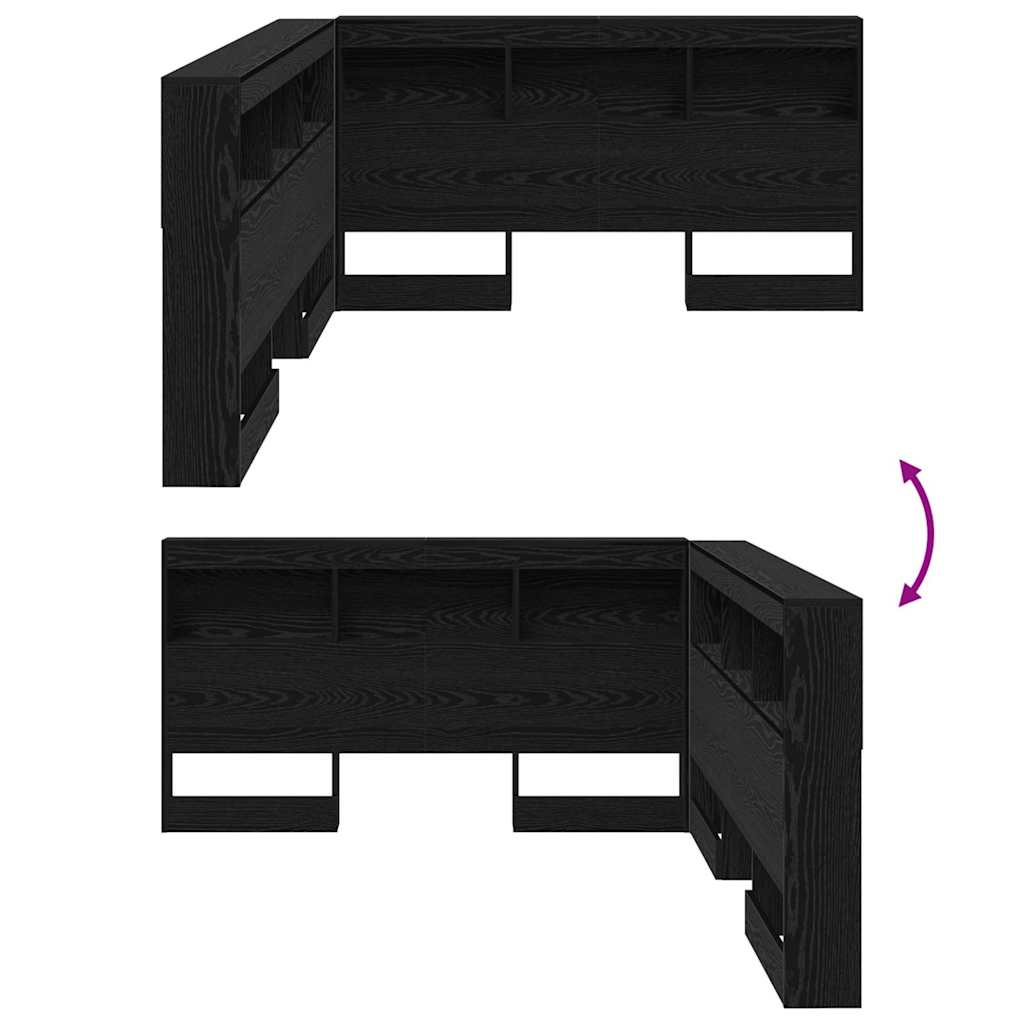 vidaXL Κεφαλάρι Αποθήκης με ράφι Μαύρη δρυς 160 cm Επεξεργασμένο ξύλο