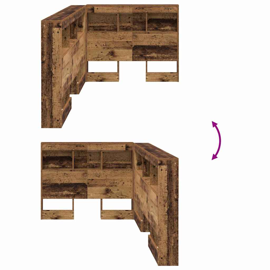 vidaXL Κεφαλάρι Αποθήκης με ράφι Παλαιό ξύλο 90 cm Επεξεργασμένο ξύλο