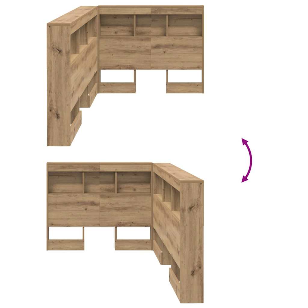 vidaXL Κεφαλάρι Αποθήκης με ράφι artisan δρυς 90 cm Επεξεργασμένο ξύλο