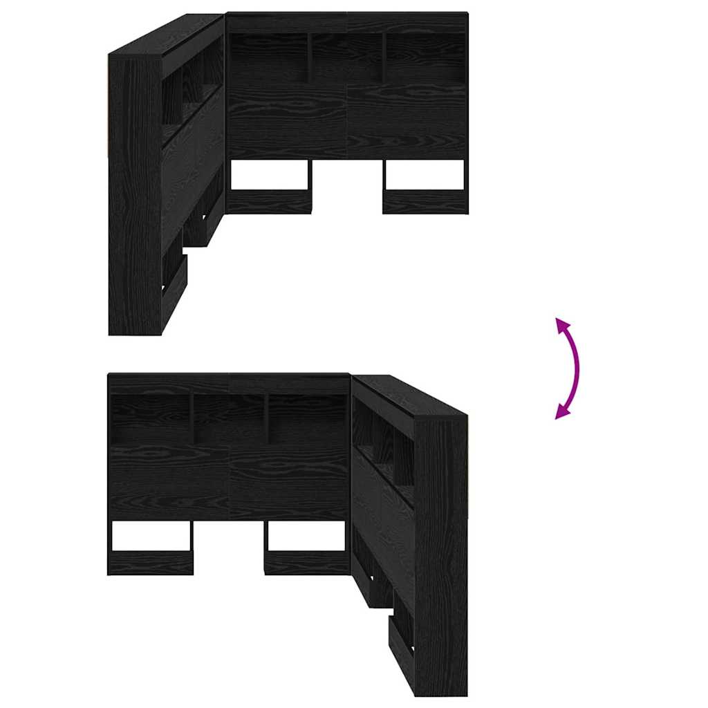 vidaXL Κεφαλάρι Αποθήκης με ράφι Μαύρη Οξυά 75 cm Επεξεργασμένο ξύλο