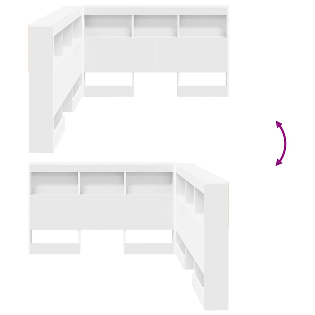 vidaXL Κεφαλάρι Αποθήκης με ράφι με κεφαλάρι με αποθήκευση Λευκό 120 cm Επεξεργασμένο ξύλο