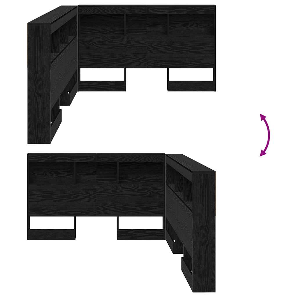 vidaXL Κεφαλάρι Αποθήκης με ράφι Μαύρη δρυς 120 cm Επεξεργασμένο ξύλο