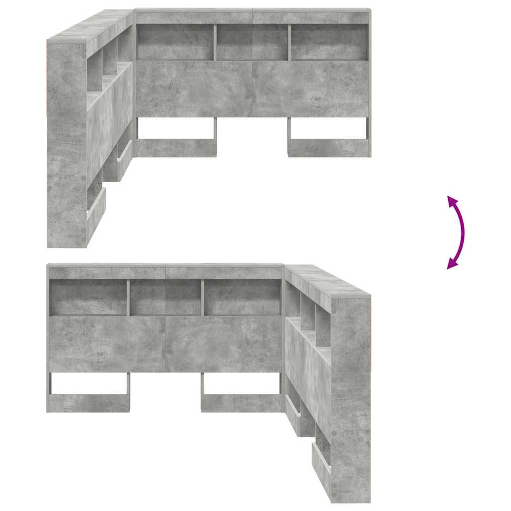 vidaXL Κεφαλάρι Αποθήκης Γκρι σκυροδέματος 120 cm Επεξεργασμένο ξύλο