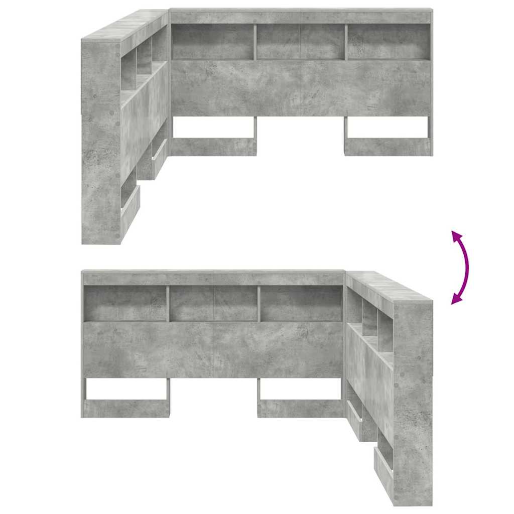 vidaXL Κεφαλάρι Αποθήκης Γκρι σκυροδέματος 140 cm Επεξεργασμένο ξύλο