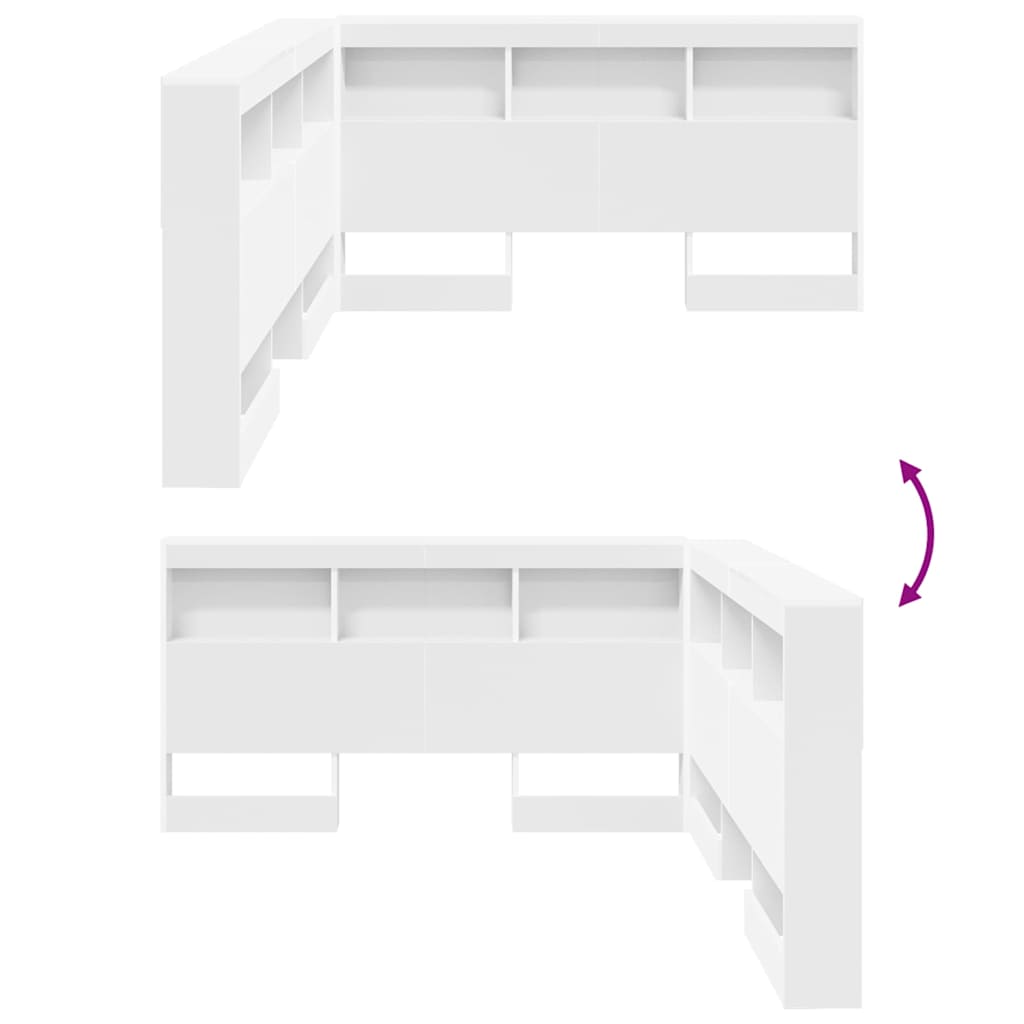 vidaXL Κεφαλάρι Αποθήκης με ράφι με κεφαλάρι με αποθήκευση Λευκό 135 cm Επεξεργασμένο ξύλο