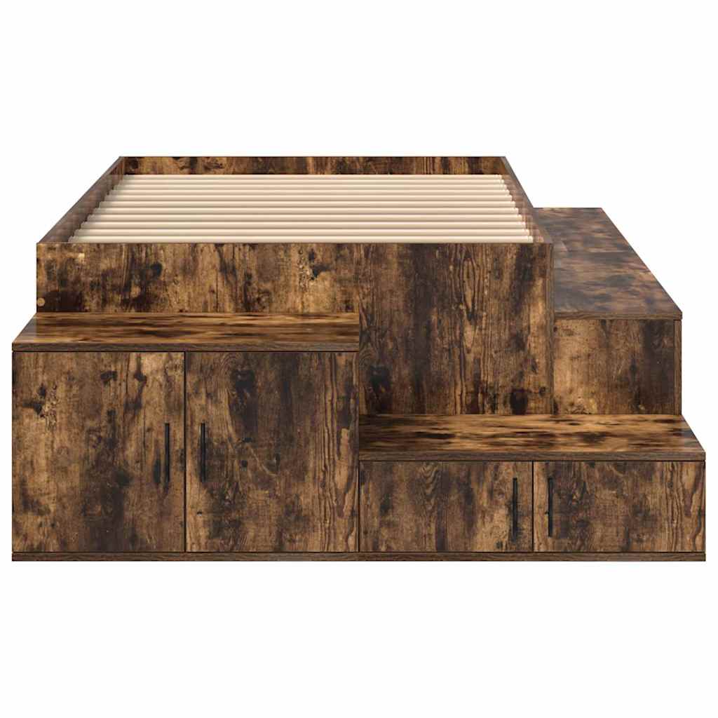 vidaXL Κρεβάτι με αποθηκευτικό χώρο Καπνιστό Δρύς 244 x 127 x 53.5 εκ.