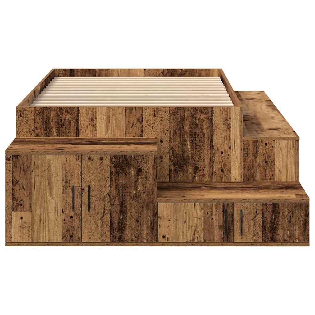 vidaXL Κρεβάτι με αποθηκευτικό χώρο Παλαιό ξύλο 244 x 118 x 53.5 εκ.