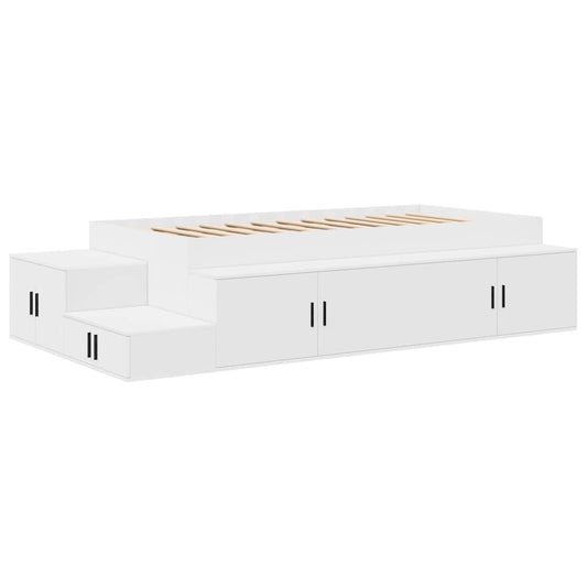 vidaXL Κρεβάτι με αποθηκευτικό χώρο Λευκό 75 cm Επεξεργασμένο ξύλο