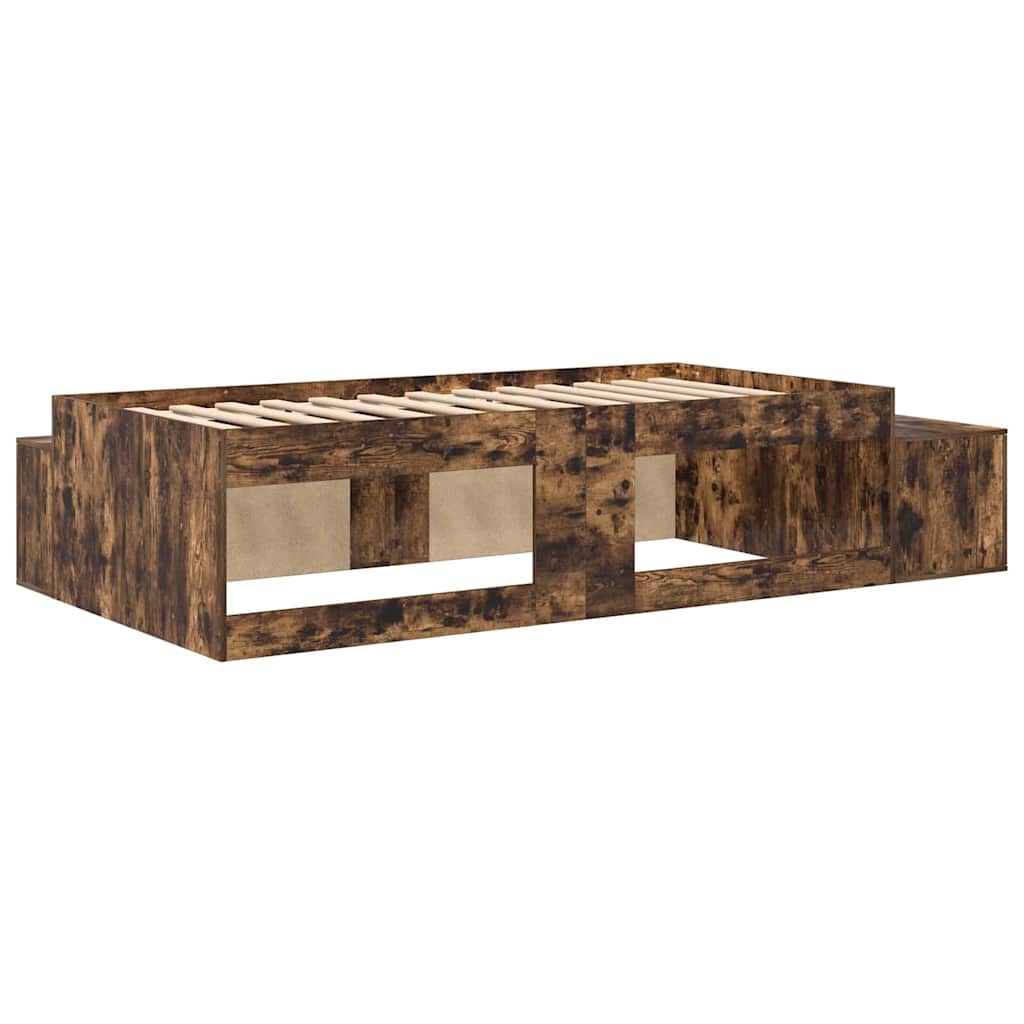 vidaXL Κρεβάτι με αποθηκευτικό χώρο Καπνιστό Δρύς 234 x 103 x 53.5 εκ.